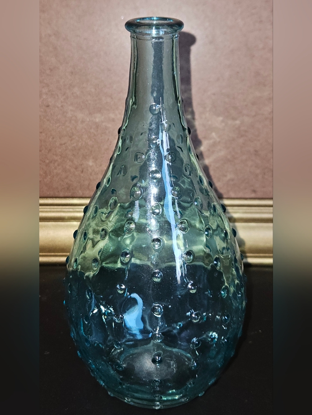 Teardrop Glass Vase with Bubble Texture Aqua Blue